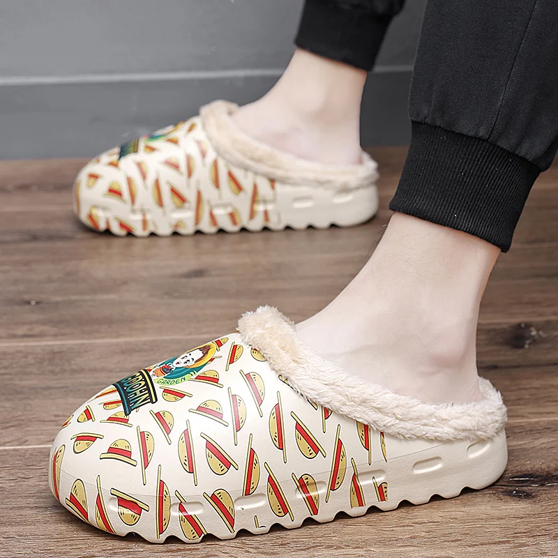 

Мужская повседневная обувь унисекс, хлопковая обувь, водонепроницаемые удобные домашние тапочки, зимняя бархатная трендовая теплая хлопко...