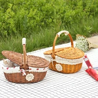 woven picnic baskets plant rattan willow wicker camping storage basket for fruit gifts toy fruit container kitchen organizerr