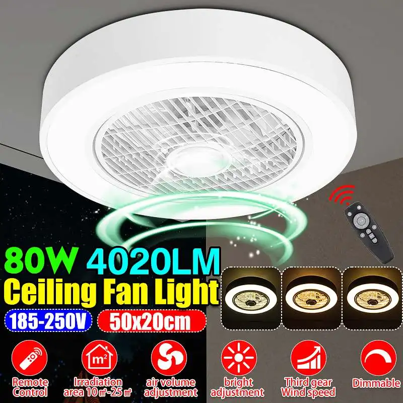 

Ceiling Fan Lamp Remote Control three-color dimming ceiling fan light Modern Acrylic Light White Decor Light for Home AC185-250V