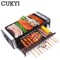 CUKYI Electric Grills Electric Griddles Multifunctional Double Layers smoke Electric BBQ Grill