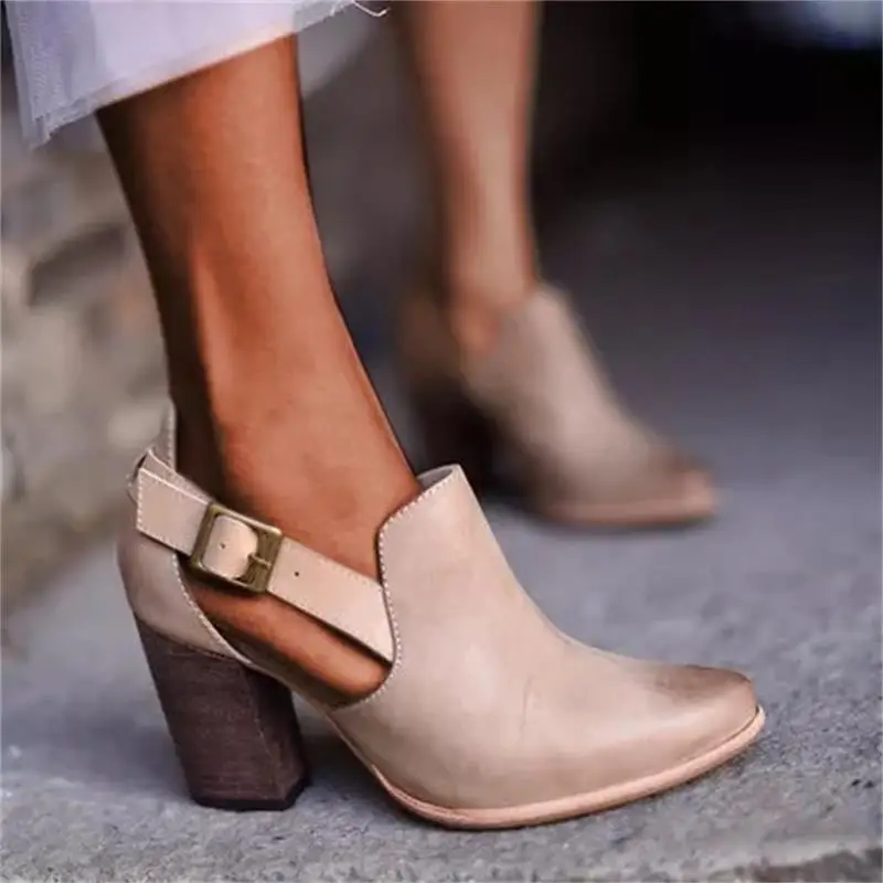 

Women's Solid Color PU Pointy Back Strap High-heel Platform Classic Sandals Fashion Elegant Sexy All-match Single Shoes ZQ0030