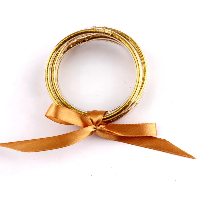 5 шт./компл. Позолоченные силиконовые браслеты с блестками прозрачные для женщин