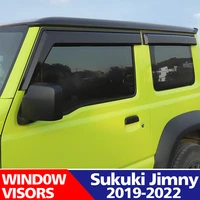 for suzuki jimny 2019 2020 2021 2022 window visors sun guard deflector smoke cover shield awning trim car accessories 4pcs