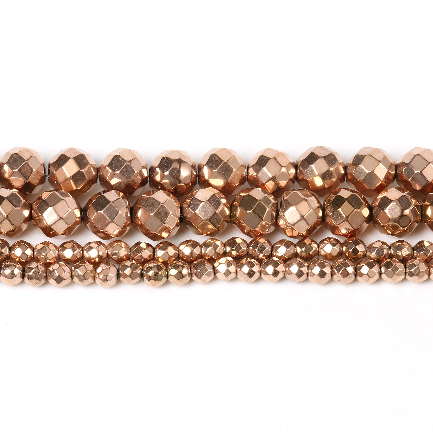 

Faceted Rose Gold Plated Hematite Stone Natural Color Retention Beads for Jewelry Making Gift DIY Bracelet Accessories 15''