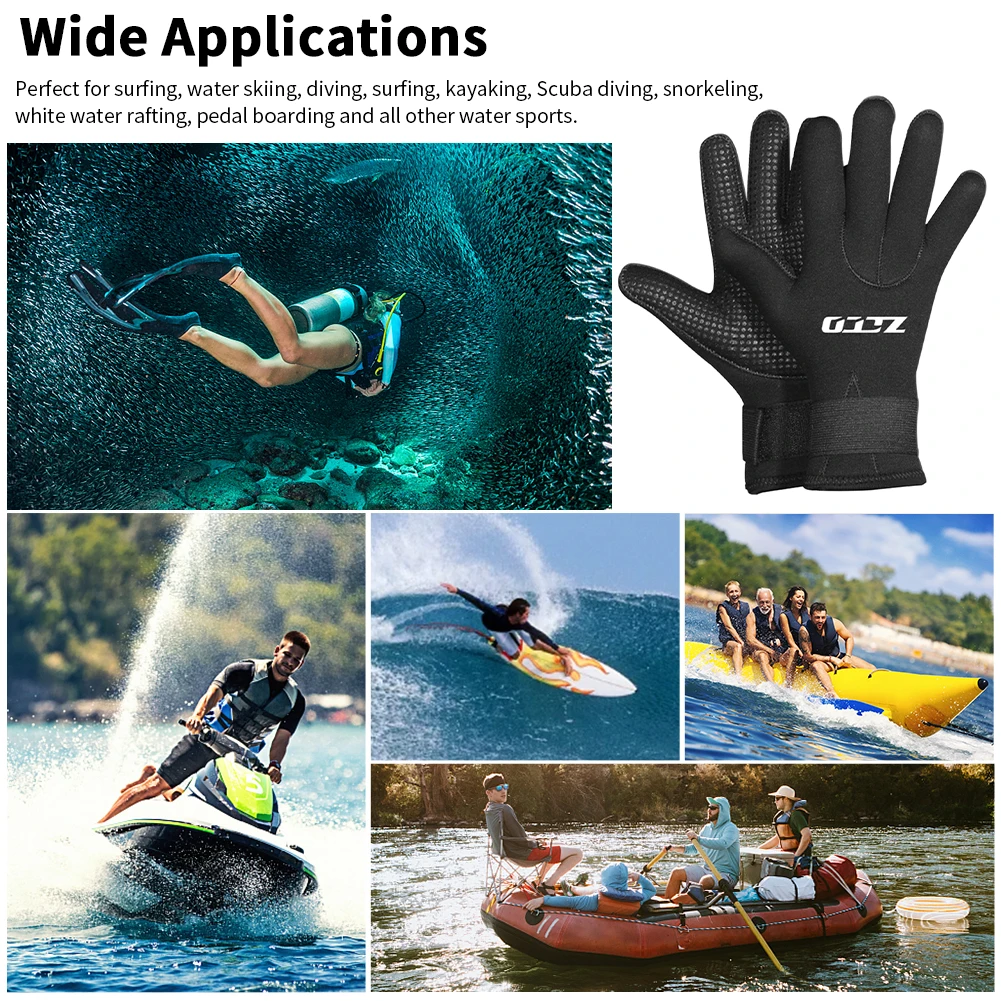 

Swimming 3mm Neoprene Surfing Anti Scratch Fishing Non Slip Wetsuit Elastic Wrist Snorkeling Kayaking Diving Gloves Black
