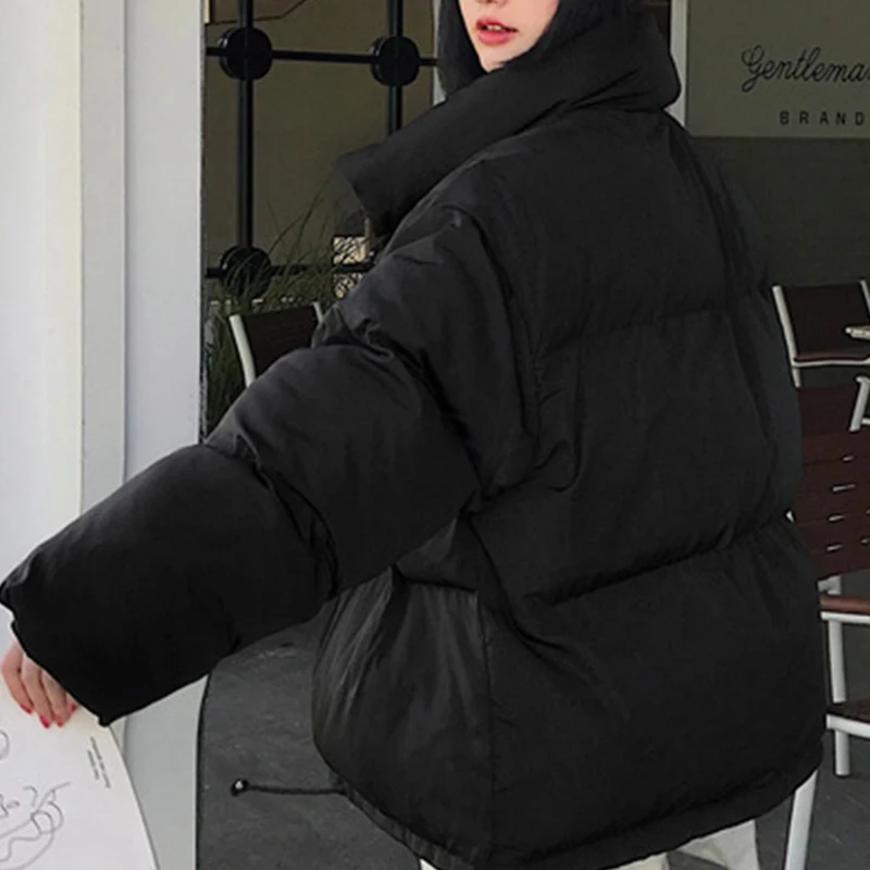 Женская свободная куртка с воротником стойкой теплая Повседневная парка Осень