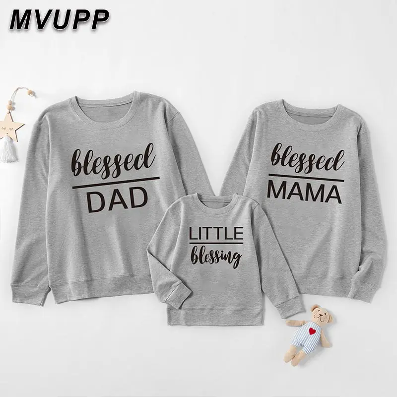 MVUPP 2020 Семейные свитшоты зимние с надписью best blessing для мамы папы сына и дочки