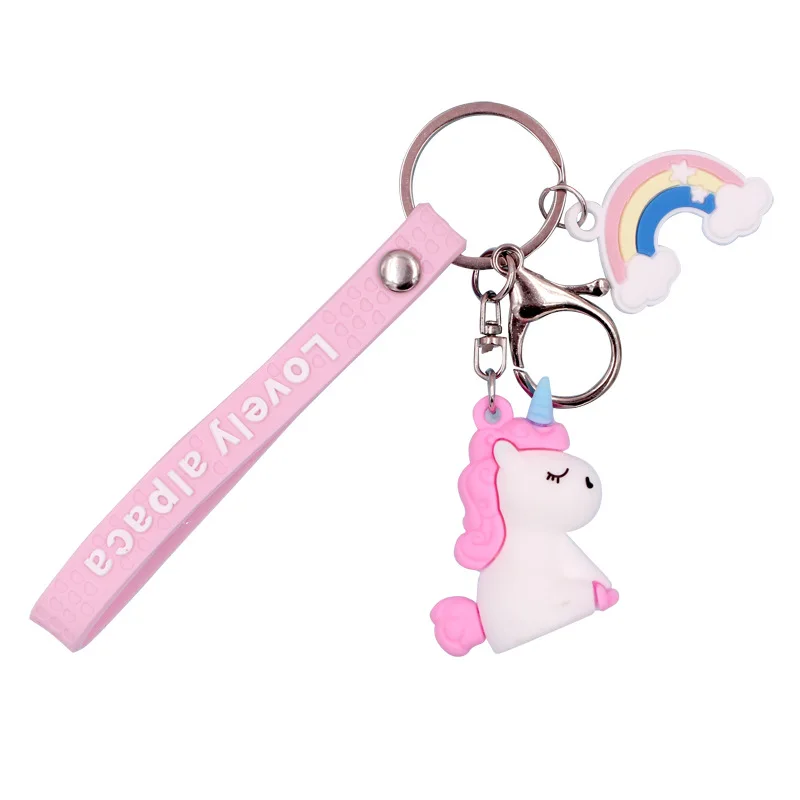 Лидер продаж 2020 стильные милые брелки для ключей в виде единорога из ПВХ с куклой