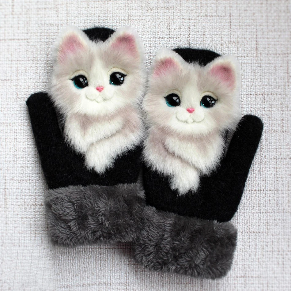 

Thick Warm Kids Gloves Winter Finger Mittens Cute Cartoon Girls Warm Ski Gloves Winter Children Gloves Christmas 17cm