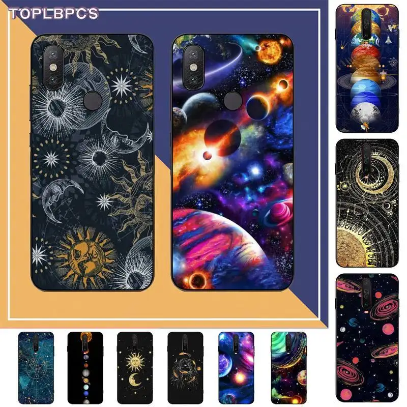 TOPLBPCS Lovebay космическая планета Черная задняя панель для RedMi note 9 4 5 6 7 5a 8 pro max 4X 5A