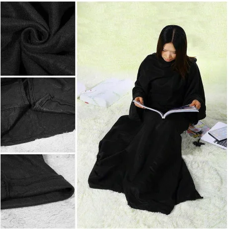 Women Men Warm Soft Coral Fleece Cuddle Snuggle Blanket with sleeves family winter warm wool blanket robe shawl with sleeves