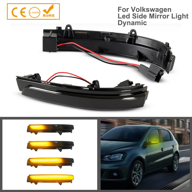 

2Pcs Dynamic Amber LED Side Mirror Light Turn Signal Lamp For VW Voyage Saceiro G6 G7 Fox Crossfox Spacefox UP Gol Geracao 6/7/8