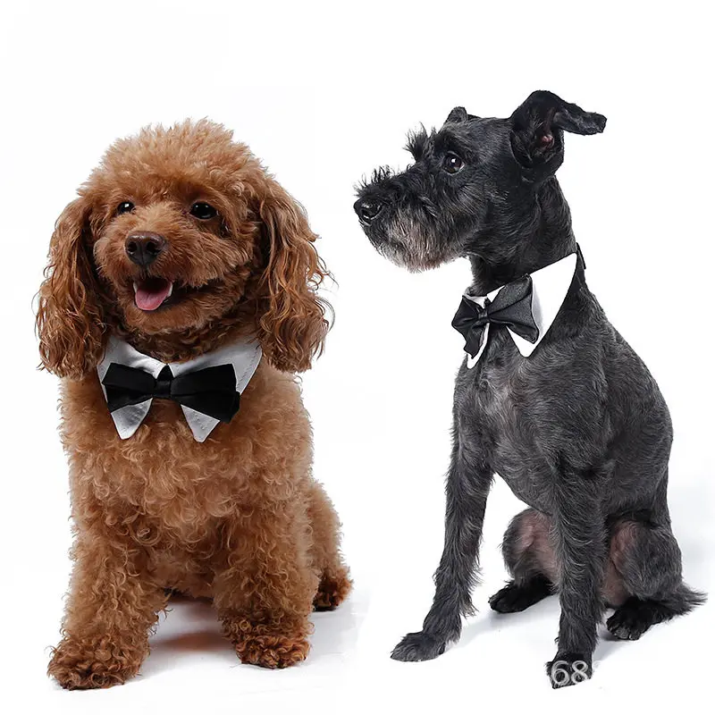 

Fashion classic cloth big dog ties decorative collars dog bows necktie pet black tie Triangle scarf tie gentlemanly style