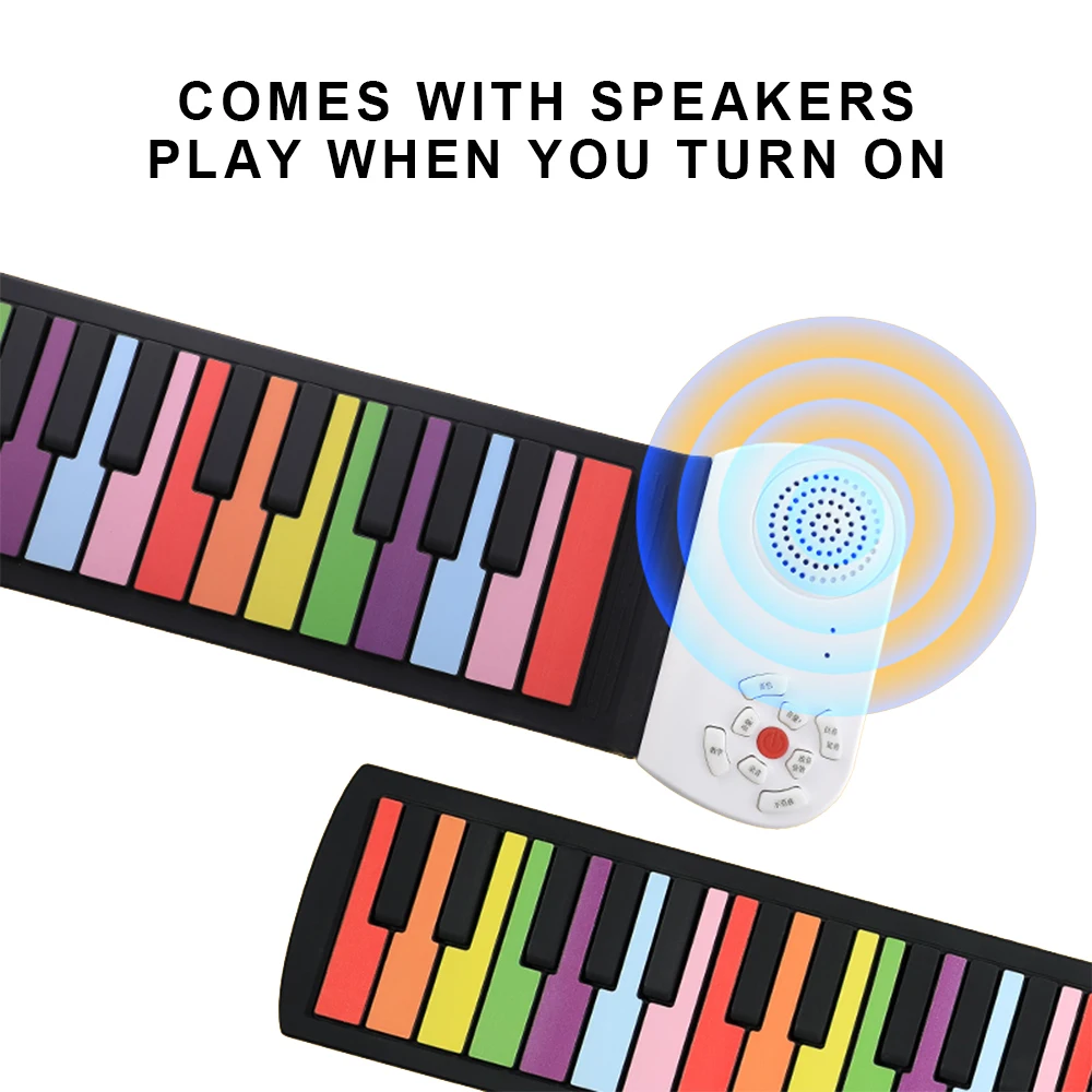 49-key rainbow handrolled piano silicone keyboard for beginners to practice thickening portable folding small musical instrument |