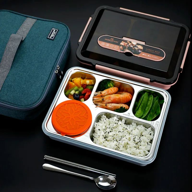 

Lunch Box Heated Divider Containers Set Stainless Steel Office Food Storage Containers Bento Boite A Lunch Food Box AC50LB