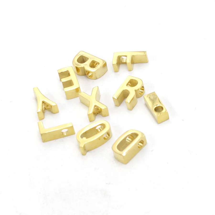 

Jaymaxi Mirror Polished Stainless Steel Charms 1.8 mm Small Hole Bead 26 English Alphabet Letters A-Z 26piece/set 3*8mm