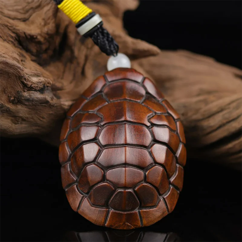 

7X5X3 CM Tortoise Shell Hand Carved Boxwood Figurine Carving Lucky Netsuke Turtle Pendant Zodiac Rat Home Decor - #W045