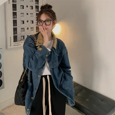 

Top women's hooded women's autumn and winter new cardigan loose and thin solid color jacket all-match casual