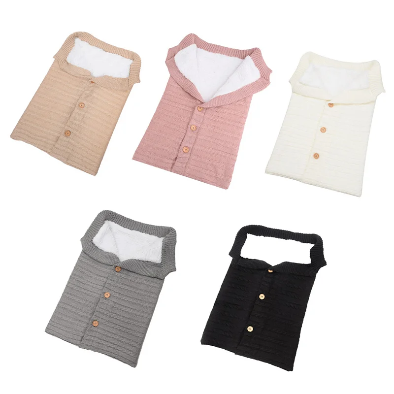 

Baby Button Knit Swaddle Wrap Swaddle Stroller Wrap Toddler Blanket Sleeping Bags Newborn Baby Winter Warm Sleeping Bags