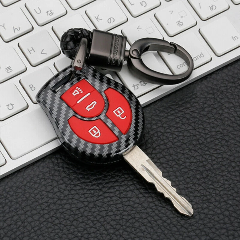 

1 Pcs Carbon Fiber ABS Car Key Case Fob Cover Holder Skin For Nissan Sentra Versa Tiida Juke Micra Note Stying Accessories