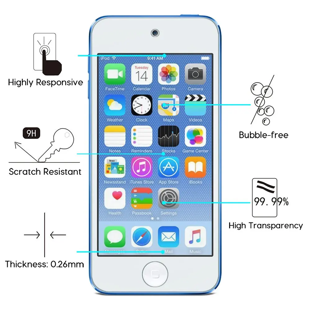 С уровнем твердости 9H 2.5D для Apple iPod Touch 5 6 закаленное Стекло Экран протектор Touch5