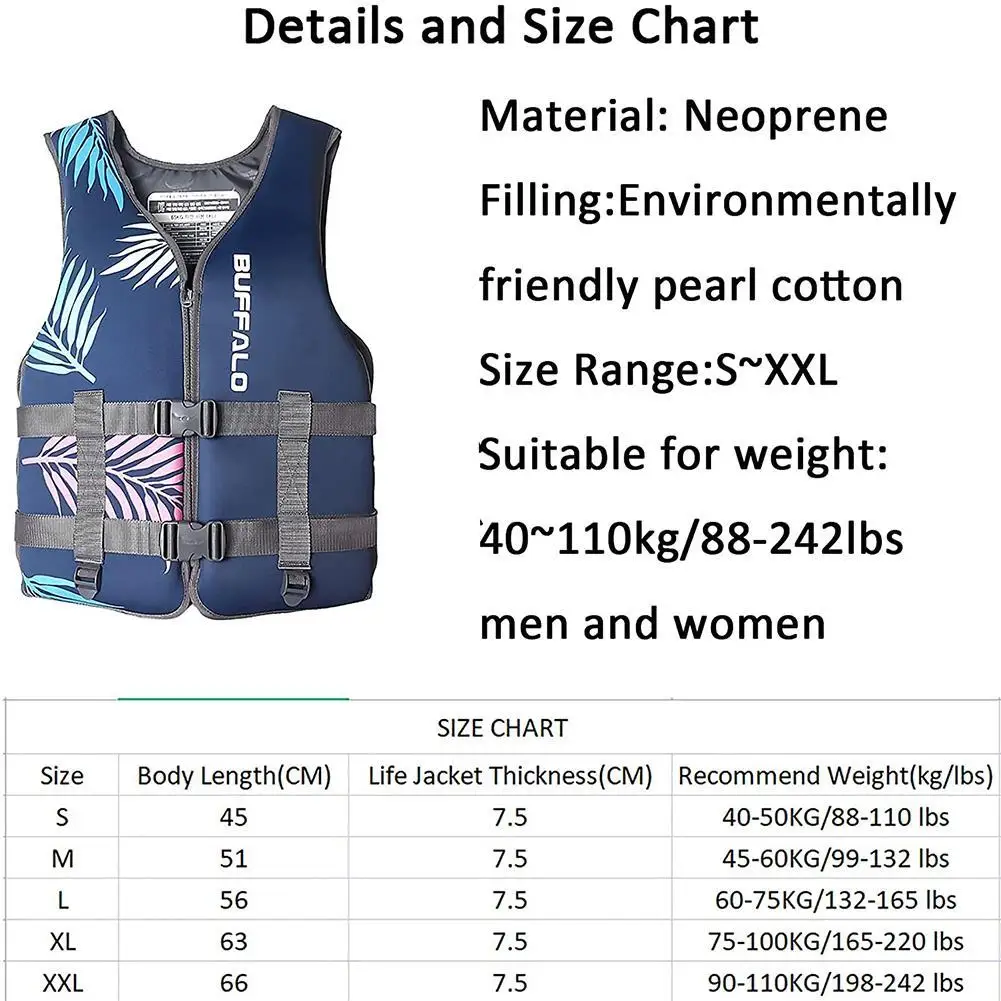 

Portable Buoyancy vest Universal Outdoor Swimming Boating Skiing Driving Vest Survival Suit Neoprene Life Jacket For Adult S-2XL