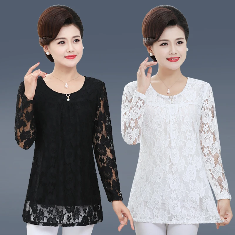2020 размера плюс одежда с длинным рукавом кружевным узором Для женщин футболка