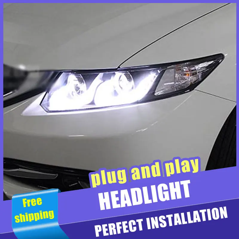 2 шт. автомобильный стиль светодиодный фары для Honda civic для 2012- civic Головной фонарь светодиодный DRL Объектив двойной луч H7 HID Xenon bi xenon объектив
