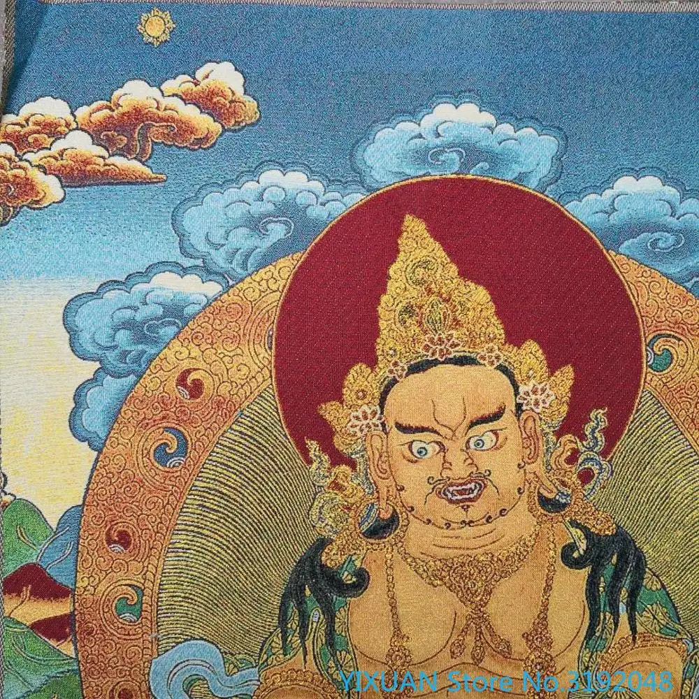 Thangka Бог богатства окрашенная парча окрашенный шелк Вышитое сокровище Tianwang