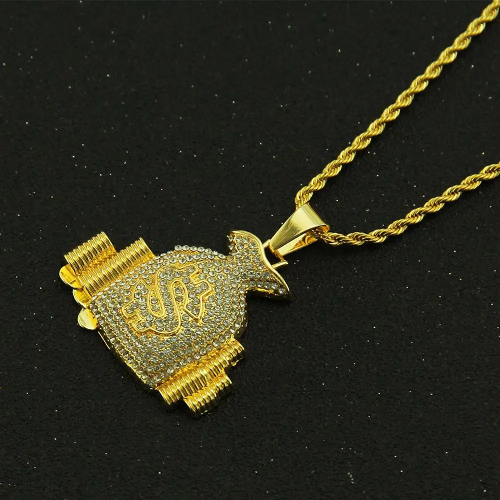 В европейском и американском стиле хип-хоп Знака Доллара мешок денег кулон