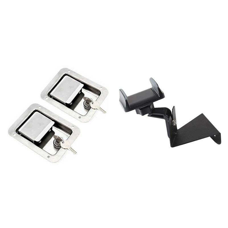 

Hardware 2 Pack Stainless Steel Paddle Slam Latch with Lock & Key & 1x Phone Holder for 1997-2006 Jeep Wrangler TJ