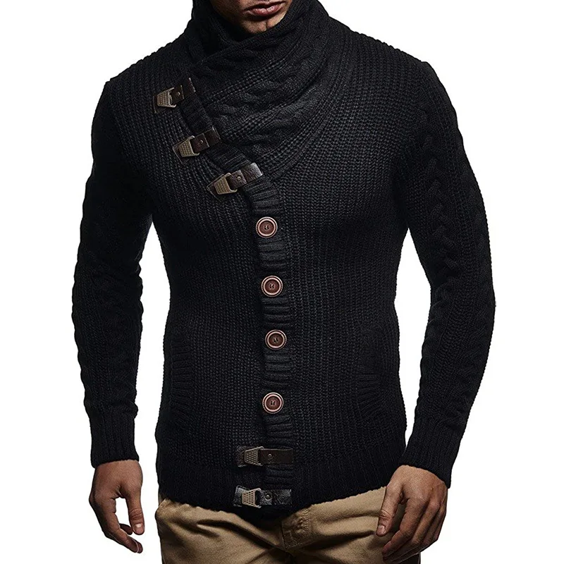 

New Sweater Mens Knitwear Autumn Winter Turtleneck Buttons Plus Size Mens Fashion Clothing Trends Mens Sweater