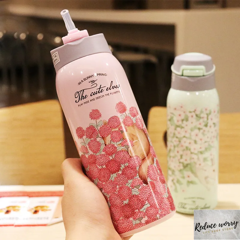 Термос с двойными стенками бутылка для воды соломой 304 нержавеющая сталь