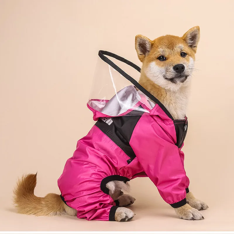 

Pet Dog Waterproof Raincoat Jumpsuit Reflective Rain Coat Hooded Waterproof Jackets Small Dog Outdoor Clothes Pet Supplies