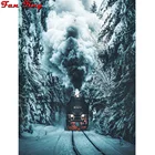 5D Diy камни в форме ромбаНабор для рисования с круглыми камнями и полотном живопись Ретро паровоз крест стежка вышивка-мозаика стразами украшения дома