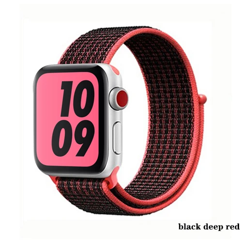 Нейлон pulseira для apple watch band 4 44 мм 40 мм(iwatch 5) apple watch 3 2 1 ремешок 42 мм 38 мм дышащий браслет ремень аксессуары - Цвет ремешка: black deep red