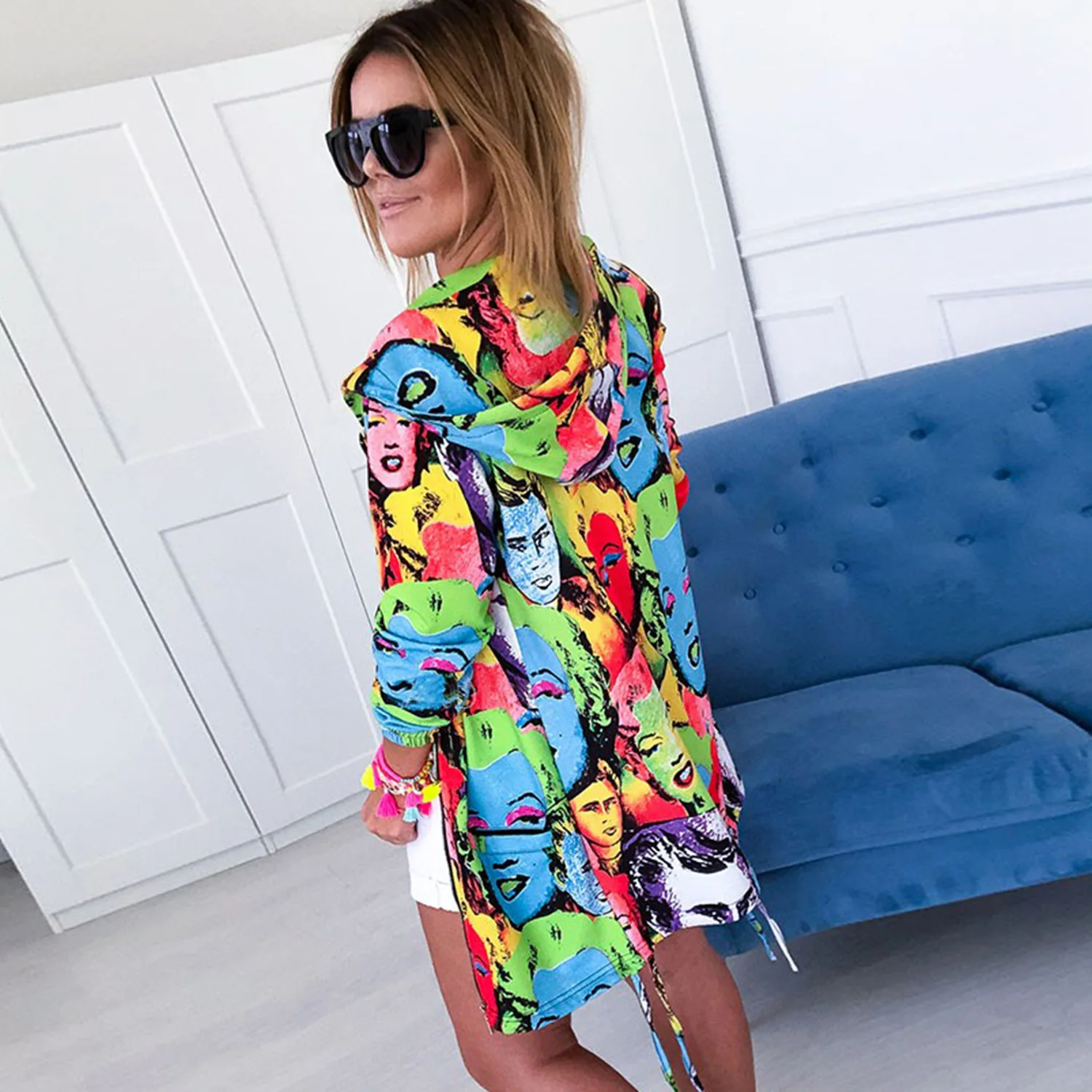 

Fall 2020 New Fashion Long Jacket Women's Long Sleeve Hoodie Tassel Loose Basic Jacket Coat