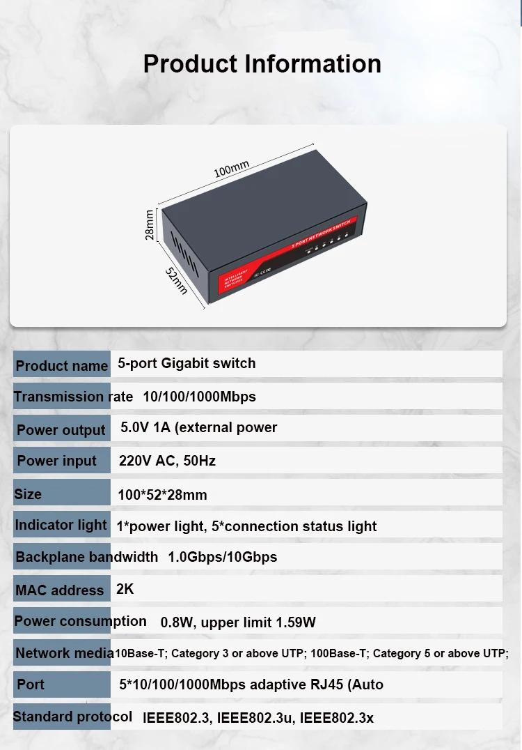 Гигабитный сетевой коммутатор 10/100/1000 Мбит/с Ethernet-адаптер коммутатора Mini 5 Port RJ45 LAN