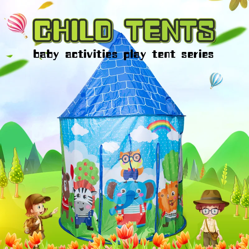 

Baby Tent Cartoon Cubby Play House Game Portable Teepee Foldable Activity Castle Ball Pool Yurt Outdoor Toys Xmas Gift for Kids