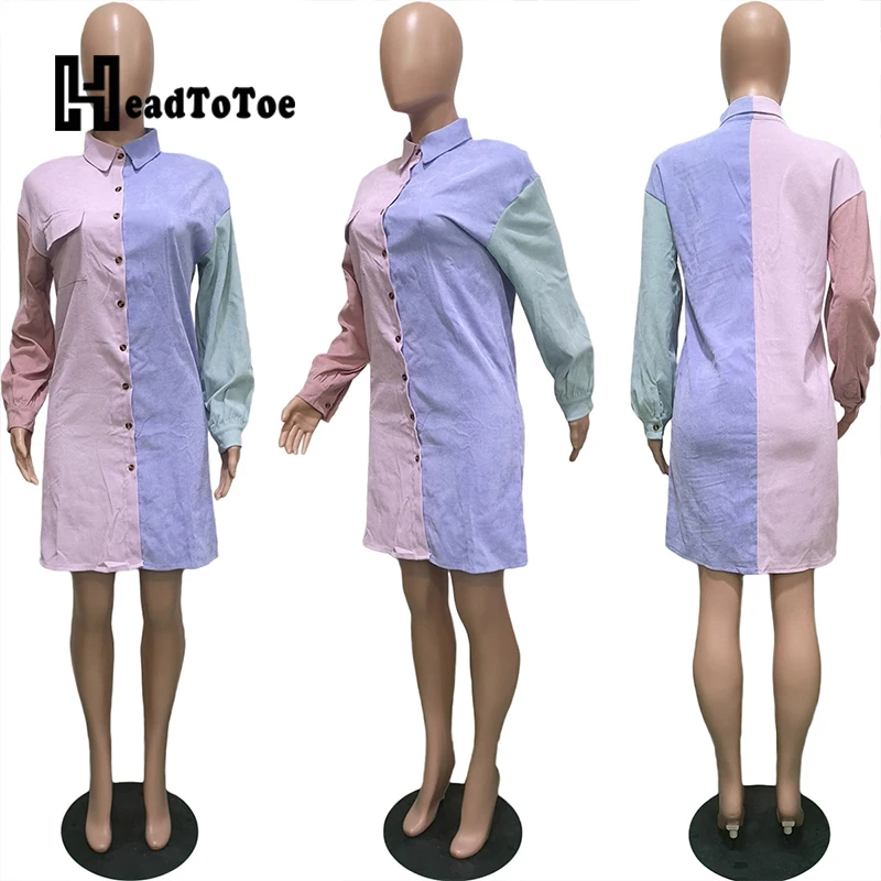 

Colorblock Patchwork Print Button Casual Brief Tops Women Long Sleeve Turn Down Collar Slim Cardigan Women