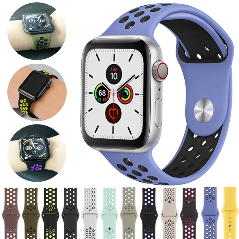 Ремешок для Apple Watch 42 мм/38 мм correa iwatch 44 мм/40 5 4 3 2 спортивный силиконовый браслет