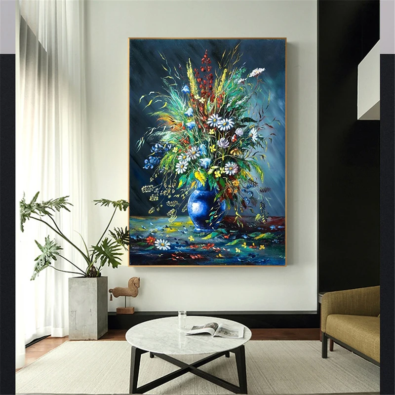 

Flower Oil Paintings on Canvas Wall Pictures Posters and Prints for Home Living Room Wall Art Cuadros Decoracion