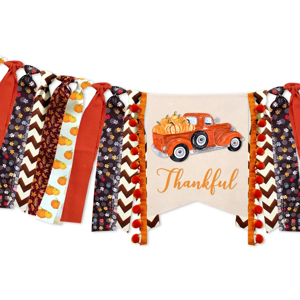 День благодарения высокий стул баннер мальчик девочка осень Тыква стульчик