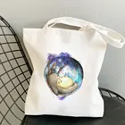 2021 летняя сумка-Тоторо Kawaii Аниме Миядзаки Хаяо Харадзюку, холщовые сумки через плечо, повседневная вместительная сумка-тоут, модная женская сумка с героями мультфильмов