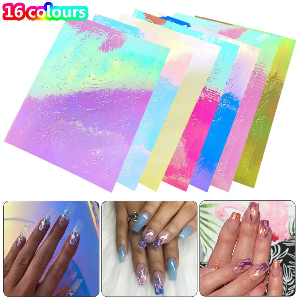 

1/16Pcs DIY Fire Flame Nail Art Stickers Adhesive Decal Decor Manicure Tools