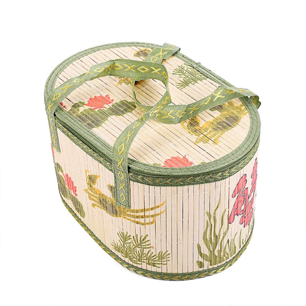 

1pc Foldable Bamboo Braided Basket Portable Hand Woven Bamboo Basket Pastoral Style