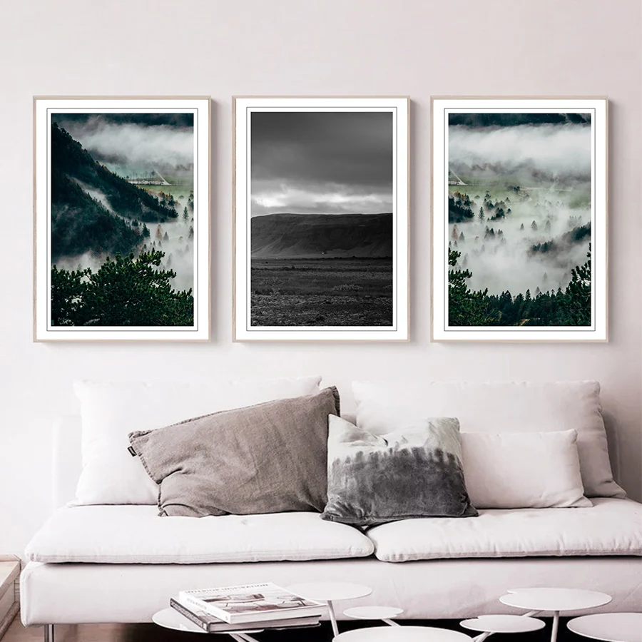 Горный пейзаж настенная живопись абстрактный художественный постер и печать HD