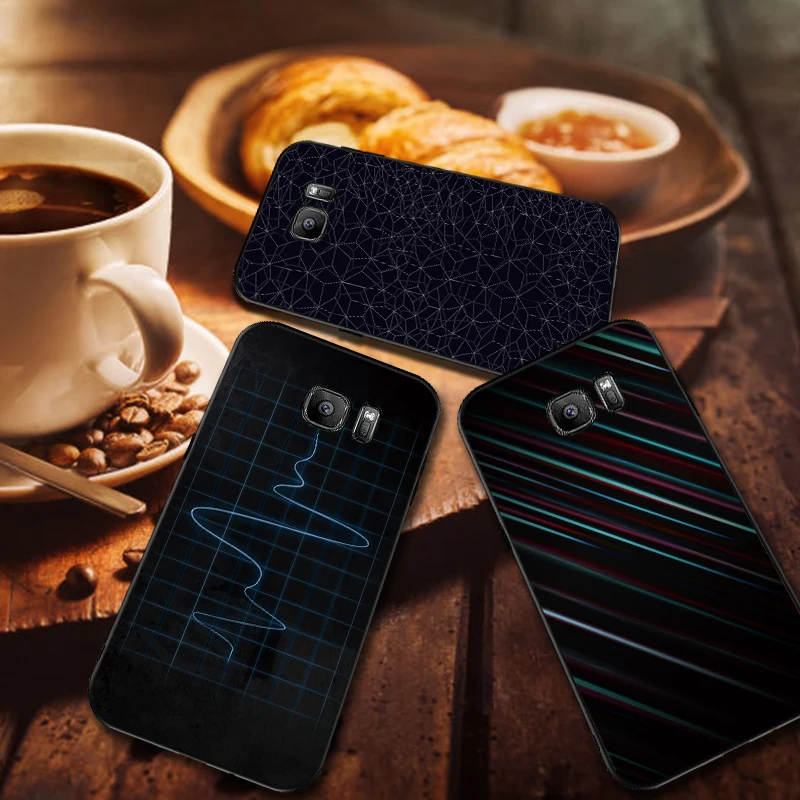 Чехлы для samsung A70 50 40 30 20 10 60 6 Plus черно белые технологичные линии A7 A8 A9Soft задняя