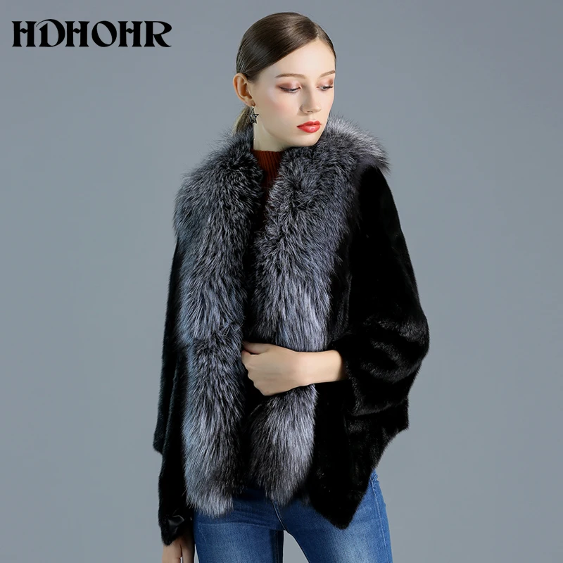 HDHOHR новые шубы из натурального меха, женские шубы из натурального меха норки, для отдыха, теплая зимняя короткая норковая Меховая куртка