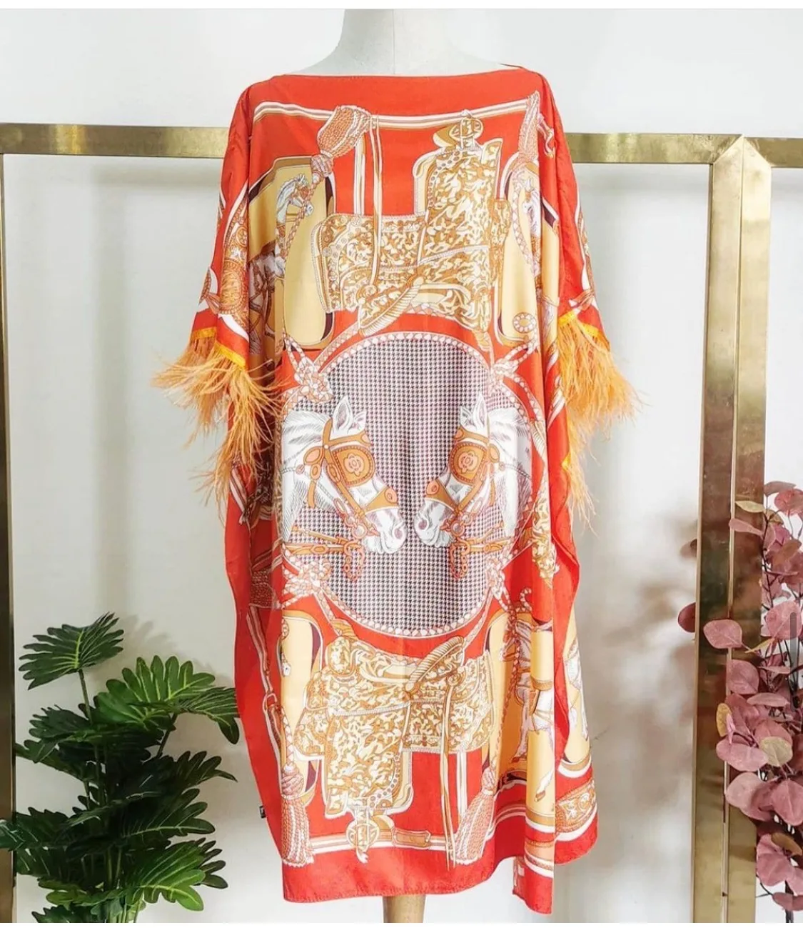 Элегантные вечерние в богемном стиле с рисунком виде перьев шелковые платья для